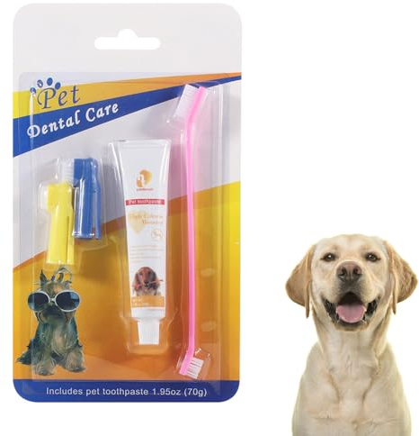 Kit Dentaire Dentifrice Chien,Brosse à Dents Pour Chiens Avec Dentifrice,Dentifrice Chien,Brosse à Dent Chien,Hygiène Dentaire pour Chiens,Nettoyage Dentaire pour Chiens,Dentifrice Chien Anti Tartre…