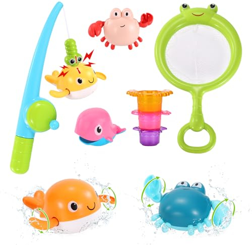 Juguetes Baño Bebe, 10 Piezas Juego de Pesca Magnéticos con Red de Pesca, Juguete de Natación Flotantes Bañera Educativos Juegos Regalo para Infantil Niños Niñas de 3 4 5 6 7 8+ Años