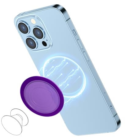 AUROX Compatible with MagSafe Base for iPhone 15/14/13/12 Magnetic Base Plate【Base Only】 Intended for Soccket Grip and Phone Ring Holder【Removable for Wireless Charging】(Purple Translucent)