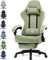 GTPLAYER Gaming Stuhl Ergonomischer Gaming Sessel Schreibtischstuhl mit Stoffoberfläche, Federsitzkissen, Verbindungsarmlehnen und Fußstütze Grün