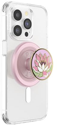 PopSockets Phone Grip for MagSafe with Kickstand, Magnetic Stand, Swappable Top, Secure Hold for iPhone MagSafe Cases, Phone & Tablet Grip - Enamel Water Lily