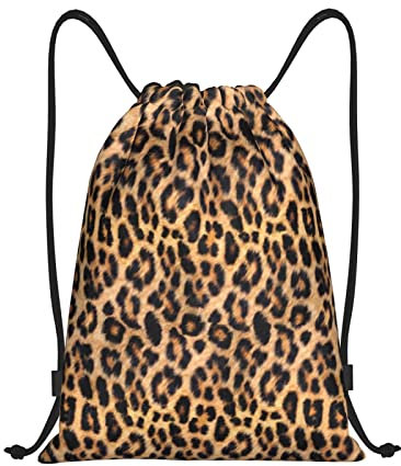 Gymsack Leopardenmuster Turnbeutel Wasserdicht Kordelzugbeutel Verstellbar Sportbeutel Für Holidays Schwimmen Reisen 36x42cm
