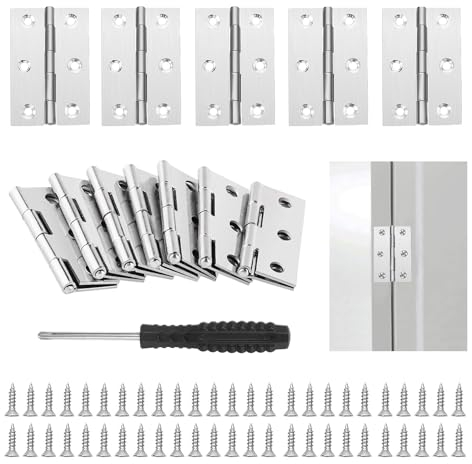 YSDMY 20 pcs Timber Door Hinges 2 Inch, Stainless Steel Folding Butt Hinges with 120 pcs Screws and Screwdriver, Fire Door Hinges for Internal & External Doors(44x32mm),Outdoor Hinges Thickness 1.0mm