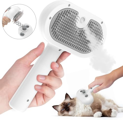 Brosse Chien Chat à Vapeur, 3 En 1 Peigne De Massage En Spray Pour Chats, Brosse à Chat Rechargeable, Avec Réservoir D'eau, Brosse Pour Chats à Poils Courts Et Longs, Idéal Pour Massage,Soin