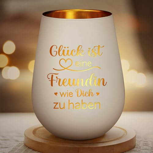 Geschenke für Freundin, Teelichthalter mit Gravur - Beste Freundin Geschenk, Geschenk Freundin Geburtstag, Beste Freundin Freundinnen Geschenke