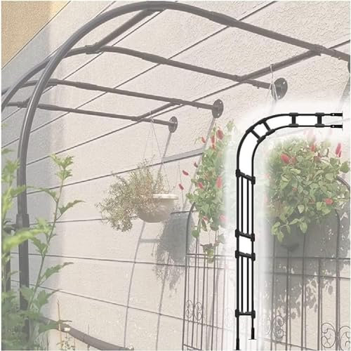 kaileFURN Wall Mounted Garden Arch Half Trellis Arbor Steel Frame for Roses Vines Semi-Circular Heavy Duty Rose Arch(Size:90x240cm/2.9x7.9ft,Color:SCHWARZ)