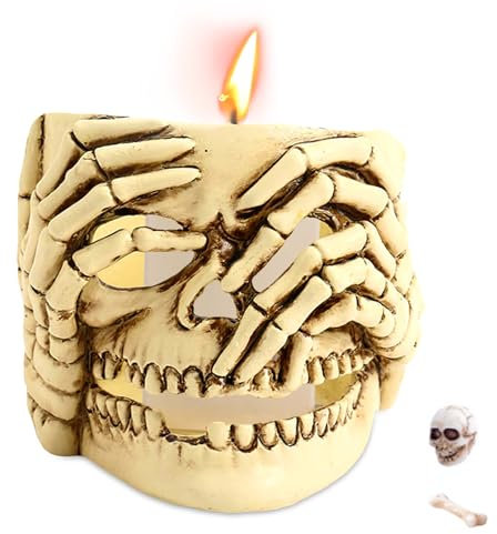 Totenkopf-Übertopf,Totenkopf Wandkerzenhalter Ästhetische,Halloween-Kerzenständer,Gruseliges Halloween-Schädel-Dekor,Totenkopf Kerzenhalter,Mit Mini-Totenkopf und Knochen Dekoration