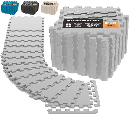 EDIESI, Sol Salle de Sport, Tatami, Tapis de Sport, pour Gym, Fitness, Musculation, Antidérapant, Puzzle, Sport Maison, EVA Caoutchouc, Dalle Garage, Piscine Isolation (Gris)