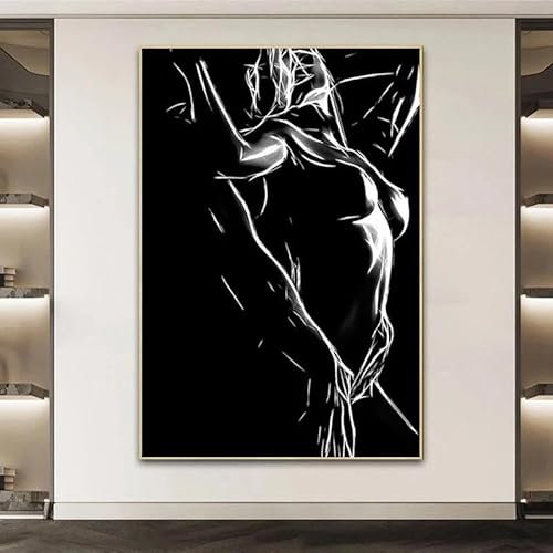 Körper Frauen Mann Leinwand Gemälde Schwarz Und Weiß Paar Poster Drucke Wand Kunst Für Wohnzimmer Wand Dekoration 30x40cm ohne Rahmen