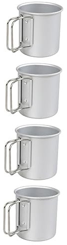 WOONEKY 4piezas Vaso De Agua Plegable De Aleación De Para Camping Taza Portátil De Café y Para Senderismo y Actividades