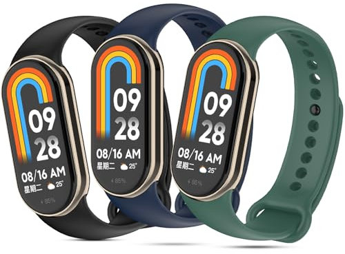 Xisair 3 Ersatzarmbänder Kompatibel mit Xiaomi Band 10/9/8 Armband Sport Silikonarmband Ersatzarmband für Miband 8/9 / 10