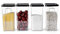 Hylruu Storage Containers Set of 4,1300ml Plastic Airtight Food Storage Containers with Lids, Storage Jars for Storing Pasta, Rice, Rlour, Dog, Cat, Cereal Dispenser Kitchen Organiser Black