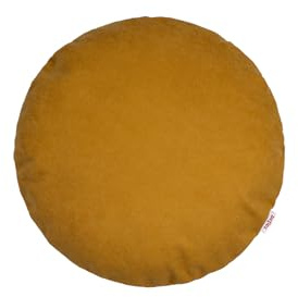 beties Farbton-Serie Kissenbezug rund ca. Ø40 cm Premium Uni Kissenhülle aus deutschem Unternehmen, Chenille-Haptik in Raumausstatter Qualität - Curry-gelb