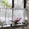 Daesar Vorhang Kurz Halbtransparent, Küchengardine Stangendurchzug 270x40CM Stickerei mit Blumen Motiv Scheibengardinen Kurzstores Bistrogardine Landhausstil, Weiß 1 Stück