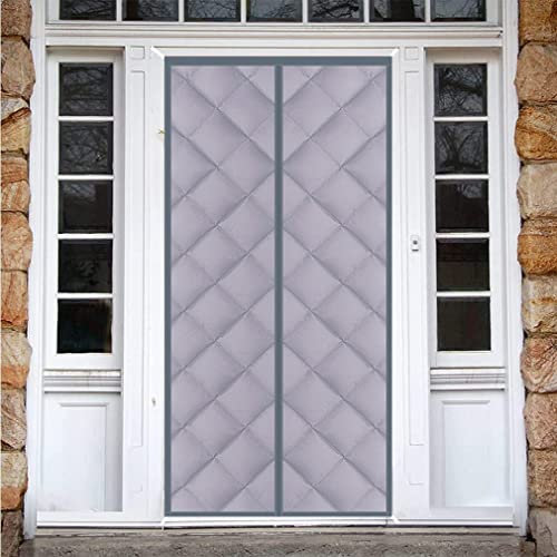 Magnetischer winddichter Türvorhang für Küche, robuste Wärmedämmung gegen kalte Zugluft, kältebeständig, warm und winddicht, 90 x 240 cm, Grau