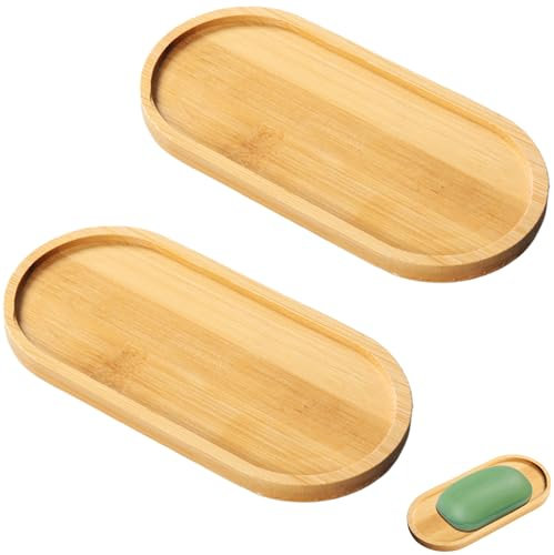 Light Bamboo Wooden Tray Oval Soap Dispenser for Tea/Coffee Cake Succulent