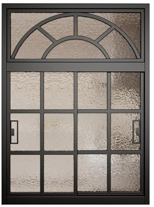 Generisch Markisenfenster mit Türhandlauf, gewölbter wandähnlicher Fensterrahmen, Metallrahmenfenster mit gehärtetem Glas for Konditorei, Café, Blumenladen(Black,60X100CM/23.4X39in)