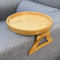 Sofa Arm Tray, Foldable Couch Tray, Natural Pine Wooden Armrest Trays, 25cm Round Sofa Trays & Organiser, Sofas Side Caddy, Waterproof Couch Arm Rest Organizer for Remote Drinks Snack Phone