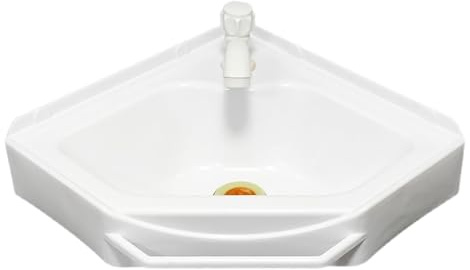 XRB2050 Fregadero de baño Montado en Esquina, Lavabo Colgante, 38x20x10 cm Lavabos de Esquina para Muebles Guardarropa Baños y Aseos Lavabo de Plastico Blanco Lavabo