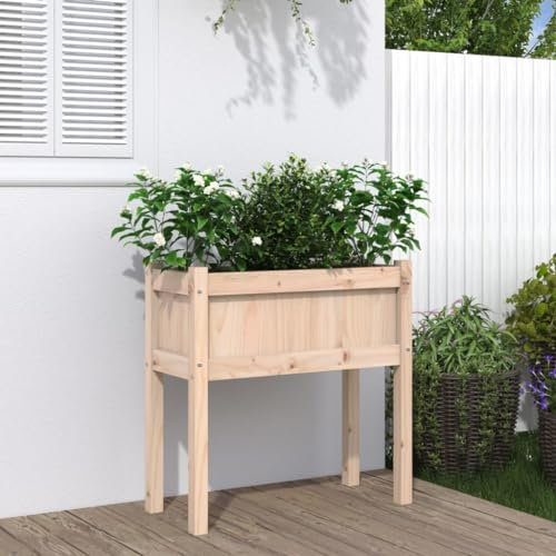 Fioriera da Giardino con Gambe 70x31x70 cm Legno Massello Pino,Fioriera Legno Fai da Te Capiente Contenitore per Piante Estive in Giardino, Balcone o Patio Vasi e accessori per piante