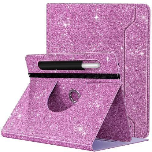 TiMOVO Funda Universal para Tablet de 9-11 Inch, Funda Protectora con Soporte Giratorio 360° y Bolsillo para Lápiz para 9 10 10.1 Inch Android Pantalla de 9-11 Inch, Purpurina