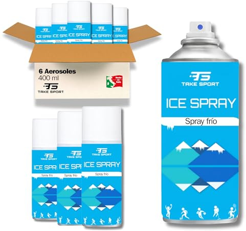 TS Take Sport® Spray Frío Instantáneo 400 ml Pack 6 – Hielo Instantáneo para Lesiones, Esguinces, Contusiones y Primeros Auxilios – Spray Profesional para Deportistas y Fisioterapia
