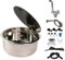 Kit de fregadero compacto para caravana con grifo plegable y tapa, fregadero de cocina de acero inoxidable para caravana, accesorios para cámper (redondo)