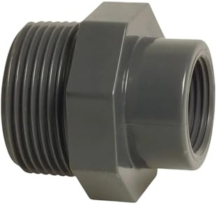 WeltenMarkt PVC-U Reduziernippel 1 x 1 1/4 Außengewinde x Innengewinde – Gewindenippel, Hochdruck 10 Bar, Grau – Chemikalienbeständig, Korrosionsfrei, Wasserleitung, Bewässerung, Industrie und Pool