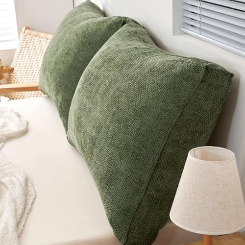 YHXAIQ Sofakissen mit Abnehmbarem Waschbarem Kissenbezug, Reißverschluss Samt + Baumwolle Rückenkissen für Sofas mit Kopfteil, Bequem und Entspannend(Green,60x50x18cm (1pc))