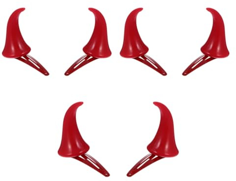 Outanaya 3 Paare Halloween Teufelshorn Haarspangen Rot Horn Haarklammern Damen Kopfschmuck für Kostüm Party Zubehör