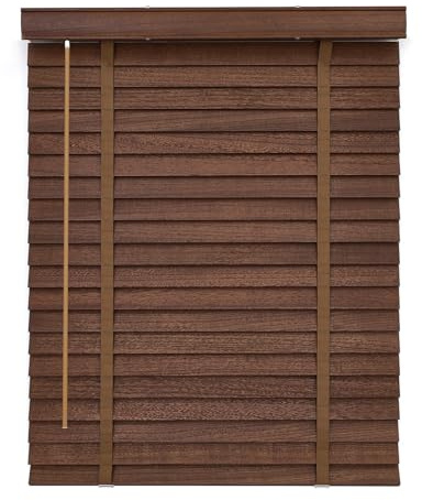 Kabellos Holz-Jalousie Jalousien Fenster Innen, 25cm 33cm 63cm 70cm 110cm 125cm 135cm 150cm 160cm Holzjalousie Jalousette, Sichtschutz, Lichtschutz, Blendschutz(Dark Walnut)