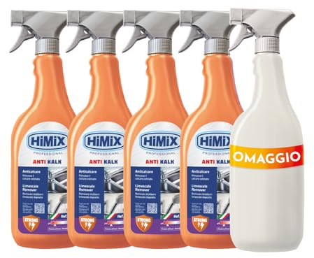 HiMiX Anti Kalk 750 ml - Anticalcare Professionale Ultra Potente - Detergente Spray per Rimozione di Calcare, Sapone e Incrostazioni - Superfici Bagno, Cucina e Ambienti Professionali (4 Unità)
