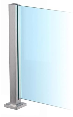 1er-Pack DIY-Glasgeländer Pfosten-Set, silberner Glaszapfen Pfosten, für Ebene oder Treppen-Mittel- und Endpfosten für Handläufe im Innen- und Außenbereich,Silver~end Post,85cm