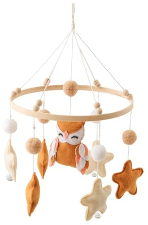 Babybett Mobile, Kinderzimmer Hängende Bettglocke, Tiere Baby Mobile Aus Filz, Mit Eule, Handgefertigt Filz, Neugeborene Geschenk Junge Mädchen (1 Stück,Kaffeebraun)