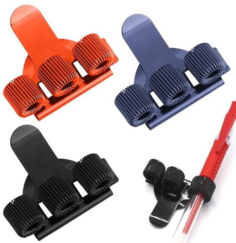 Simsky 3 Stück Krankenschwester Zubehör Edelstahl Stifthalter Verstellbarer Dreilöcher Stifthalter Krankenschwester,Metall Stiftehalter Kasack,Nurse Accessories Clip für Kasack (Schwarz Blau Orange)