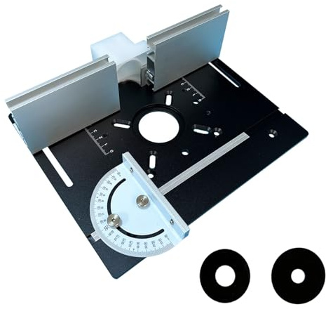 Router Table Insert Plate, Aluminum Wood Milling Flip Board with Back Fence and Angle Ruler, Multifunctional Trimming Tool for Woodworking