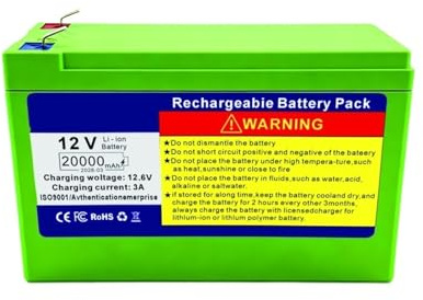 Batteria Ricaricabile Agli Ioni Di Litio 12V 25Ah Sonar Solare For Pesci Alimentatore For Auto Giocattolo For Bambini Batteria Di Alimentazione Esterna(12V20Ah)