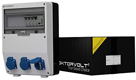 Construction Power Distributor IP54 TD-S/FI 3 x 230 V Fi Switch 40 A 2P 10 kA Electricity Meter MID Sockets Power Distributor Wall Distributor Socket Distributor 2862