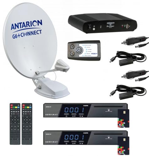 Pack Parabole Satellite Automatique 85cm Twin + 2X Récepteurs TNTSAT HD + Positionneur