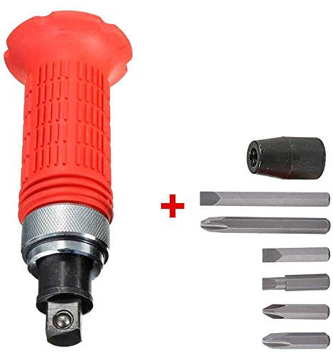 OcioDual Destornillador de Impacto Golpe Manual 1/2con 6 Puntas y Estuche JS 2006 Rojo
