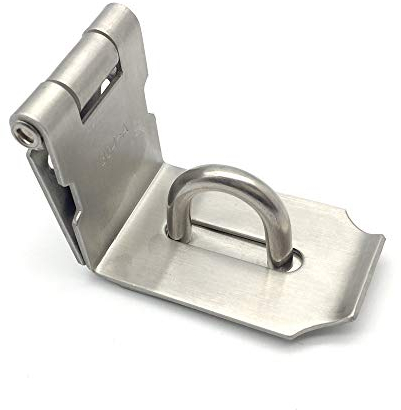 FUJIE 90 Grad Heavy Duty Sicherheits Überfalle Schloss Vorrichtung für Vorhängeschloß mit Schrauben, SUS 304 Edelstahl Finish, silber