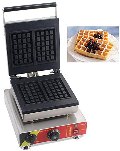 Hanchen Belgian Waffle Maker Baker Square Commercial Waffle Iron Machine 2 Slice NP-514 with Temperature/Time Control Non-stick coating CE 220V