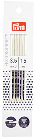 Prym 194153 Strumpfstricknadeln Ergonomics 15 cm 3,50 mm Strumpfstricknadel, Kunststoff, alabasterweiß, 3,5 mm