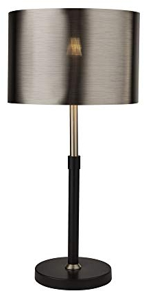 Searchlight - Tischlampe Schwarz, Chrom mit gebürstetem schwarzem Chromschirm