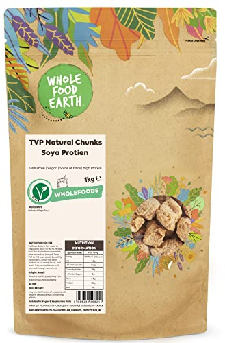 Wholefood Earth TVP Natural Chunks Soja Protien - GMO Frei - Vegan - Milchfrei - Ohne Zuckerzusatz - 1kg