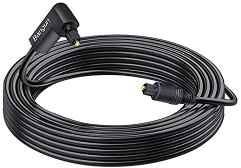 Optical Audio Cable (10m), 90 Degree Slim Digital SPDIF, 360 Degree Right Angle Fiber Optic Toslink for Sound Bar, TV, PS4, Xbox, Home Theater
