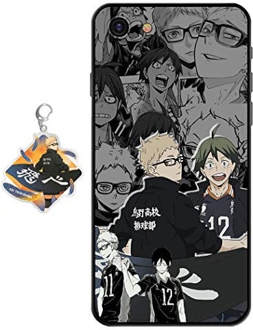 Staremeplz Anime Design Phone Case for iPhone 7/8 / iPhone SE 2020 (Haikyuu 5, Silicone, Slim, Includes Figure Keychain)