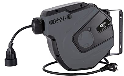 KS Tools 150.4317 Elektrische Wandtrommel, 3 x 1,5 mm², 15 m, Grau