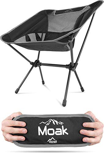 Campingstuhl Ultraleicht und Kompakt - Klappbarer Outdoorstuhl mit 796g! Faltbarer Strandstuhl Anglerstuhl Festivalstuhl Wanderstuhl Farbe Stonegrau