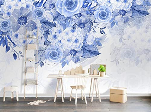 Tapete 3D Wandbild Handbemalte Mediterrane Blumen Fototapete 3D Effekt Vliestapete Wohnzimmer Schlafzimmer Wanddeko